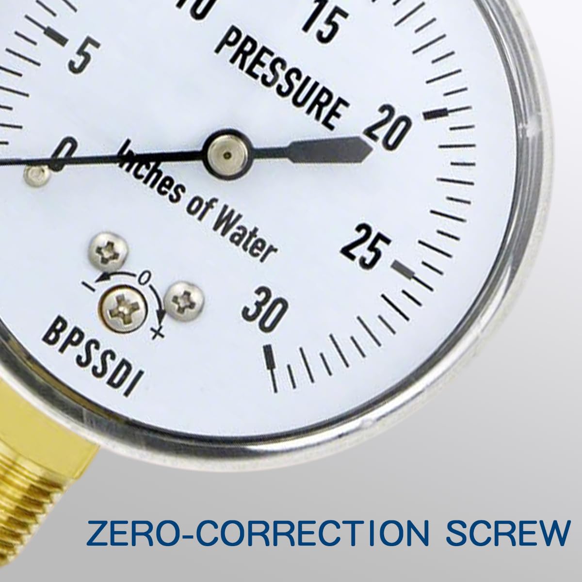 0-30 Inches of Water Column Gauge, Low Pressure Gauge, Capsule Gauge with 304 Stainless Steel Case, 2.5" Dial Size, 1/4" NPT Lower Mount, Zero Adjustment, for Air Water Gas Pressure Test