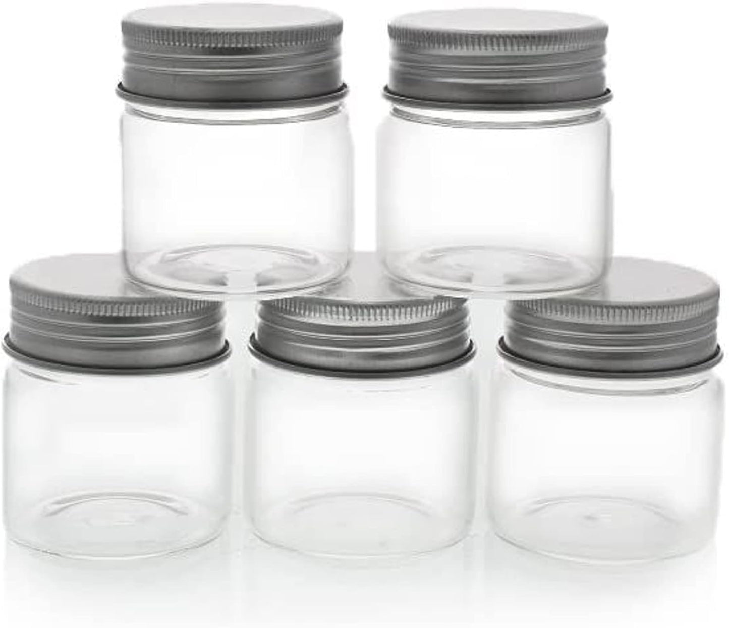 Juvale Mini Glass Spice Jars with Lids - 1.7 oz, Clear Art Deco, 5-Pack - Glass Craft Jars with Lids for Spices, Jams & Crafts