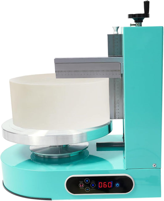 Cake Decorating Machine, 200W Electric Cake Cream Spreading Coating Machine with Adjustable Scraper, Turntable Cake Frosting Smoother, for 4-12in Cake, 60-320RPM (Green)