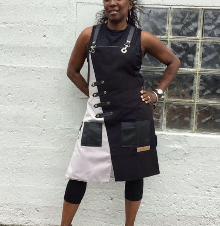 Apron for Women and Men Waterproof Canvas Extra Pocket for Chef Barista Gardening BBQ Grilling Crossback Unisex