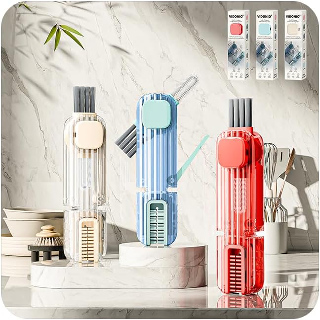 3Pcs 4 in 1 Cup Lid Gap Cleaning Brush Set,Multifunctional Crevice Cleaning Brush for Bottle,Multipurpose Bottle Cleaner with Compact Design Tiny Silicone Cup Holder Cleaner Tool,Kitchen Gadgets