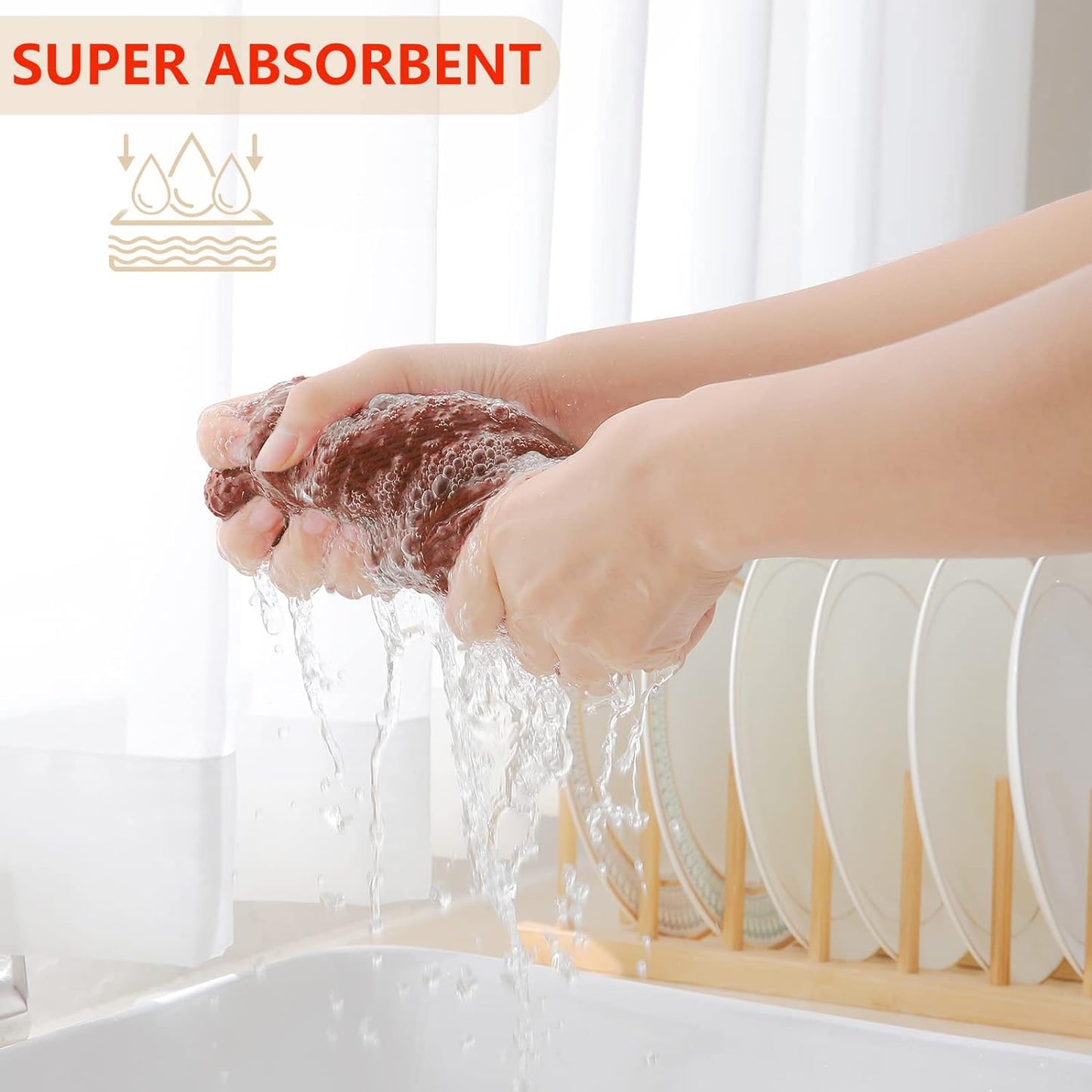 Homaxy 100% Cotton Waffle Weave Kitchen Dish Cloths, Ultra Soft Absorbent Quick Drying Dish Towels, 12 x 12 Inches, 12-Pack, Rust