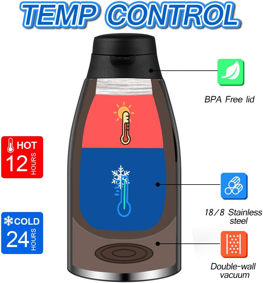 68oz Coffee Carafe Airpot Insulated Coffee Urn Stainless Steel Vacuum Thermal Pot Flask for Coffee, Hot Water, Tea, Hot Beverage - Keep 12 Hours Hot, 24 Hours Cold