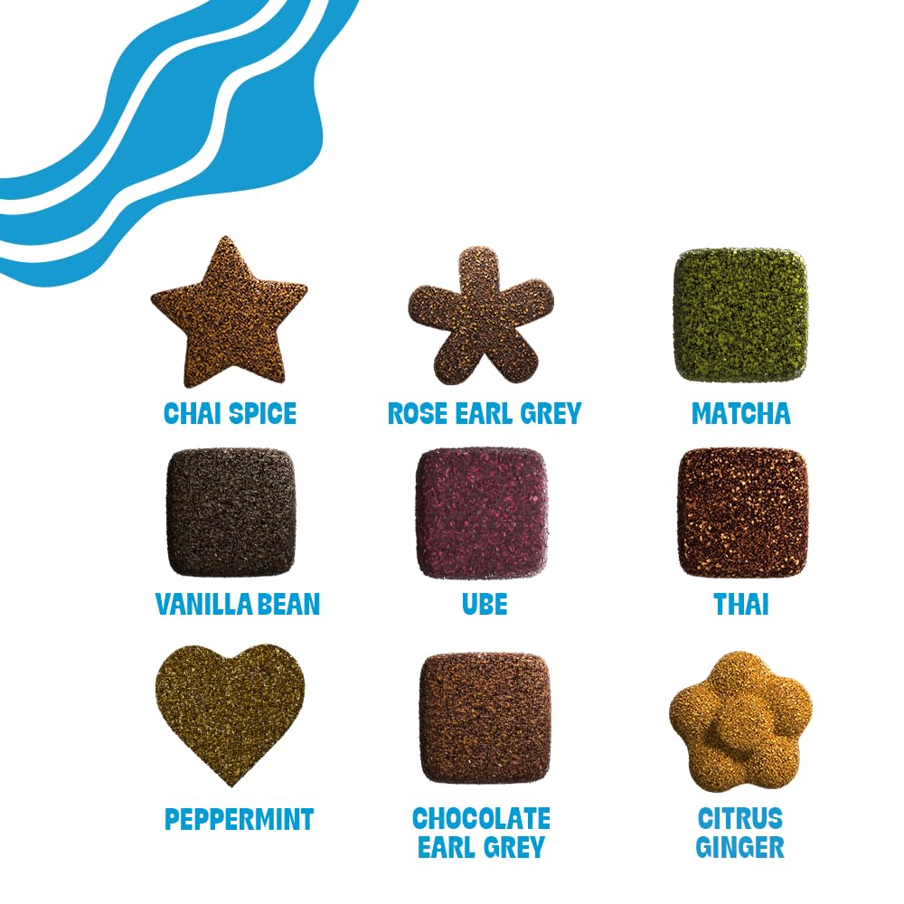 Tea Drops Gift Set | Organic Dissolvable Loose Leaf Tea | Chai Spice Chocolate Earl Grey Citrus Ginger Rose Matcha Peppermint Ube Vanilla Bean Thai | 9 Sampler Assortment - 1 Per Flavor