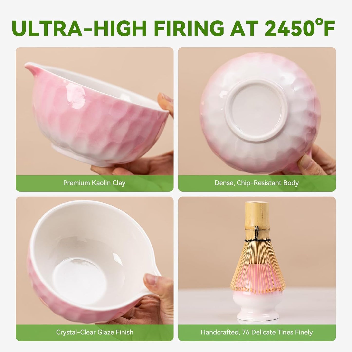 Japanese Matcha Whisk Set,Ceramic Matcha Set Includes Bowl with Spout, Matcha Sifter, Bamboo Whisk and Holder for Matchas Tea,2 Bamboo Scoop, Scoop Rest,Tea Towel - 8 Pcs Kit Gift for Matcha Lovers