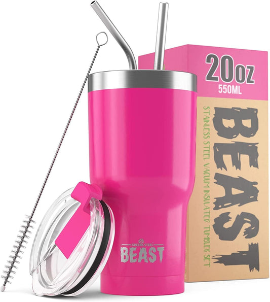 Beast 20 oz Tumbler Stainless Steel Vacuum Insulated Coffee Ice Cup Double Wall Travel Flask (Cupcake Pink)