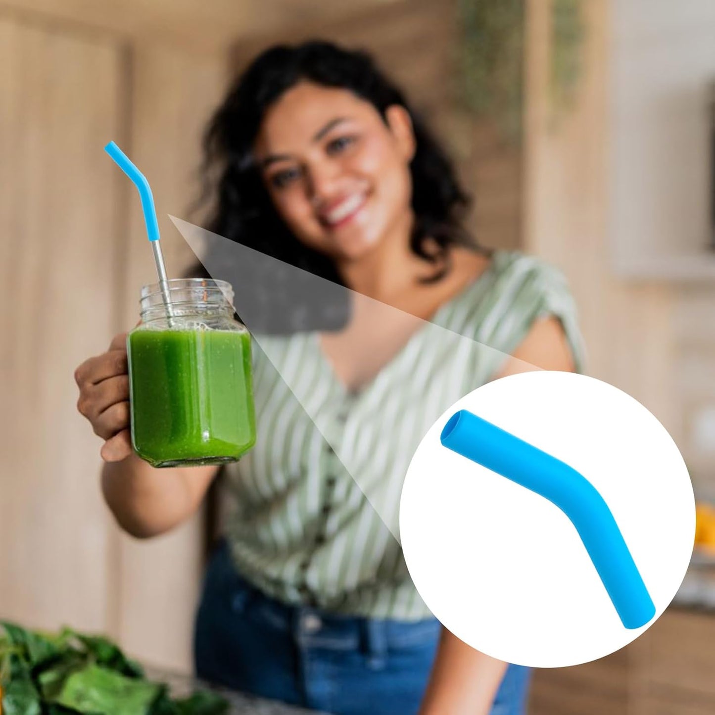 6pcs Food-Grade Silicone Metal Straw Tips, Reusable Flex Elbow Straws Cover Replacement Tips, Soft Straw Toppers Kits for 8 mm Stainless Steel Metal Straws - 6 Colors