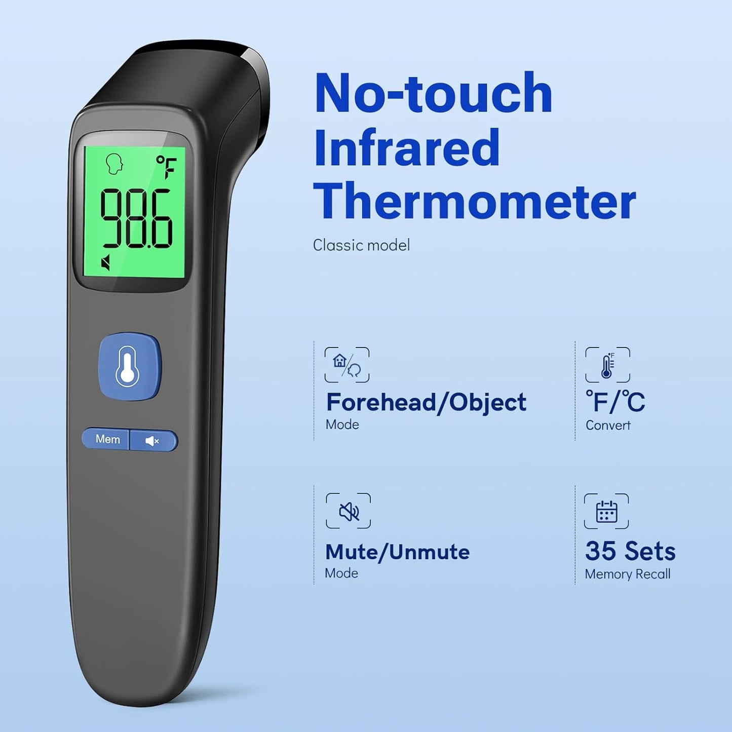 Forehead and Ear Thermometer for Adults and Kids, Fast Accurate Thermometer with Fever Alarm, 1S Reading & Silent Mode, Easy to Use for Baby, Kids & Elderly (Black)
