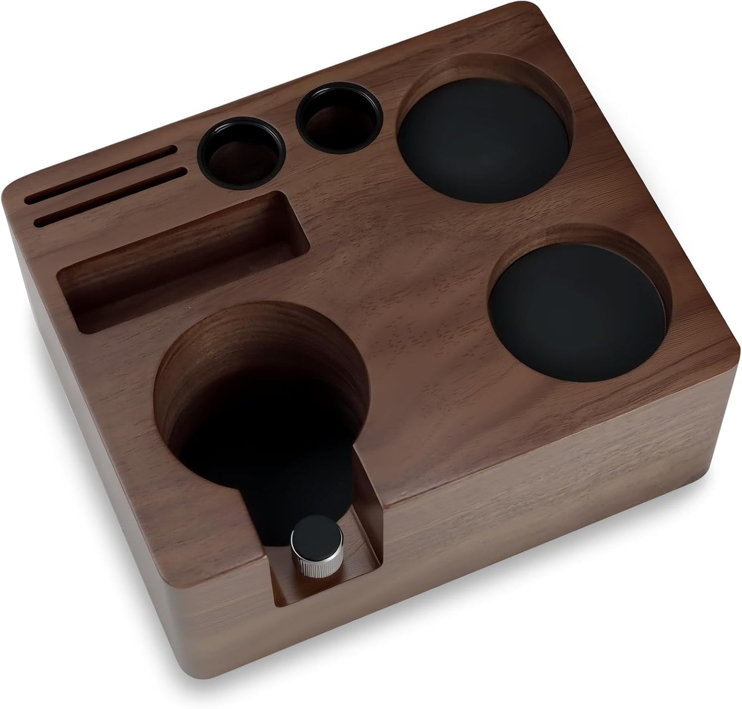 54mm Espresso Tamping Station Walnut Coffee Tamper Station Portafilter Holder,Tamper, and Distributor, Non-Slip Station for Home, Office, Restaurant