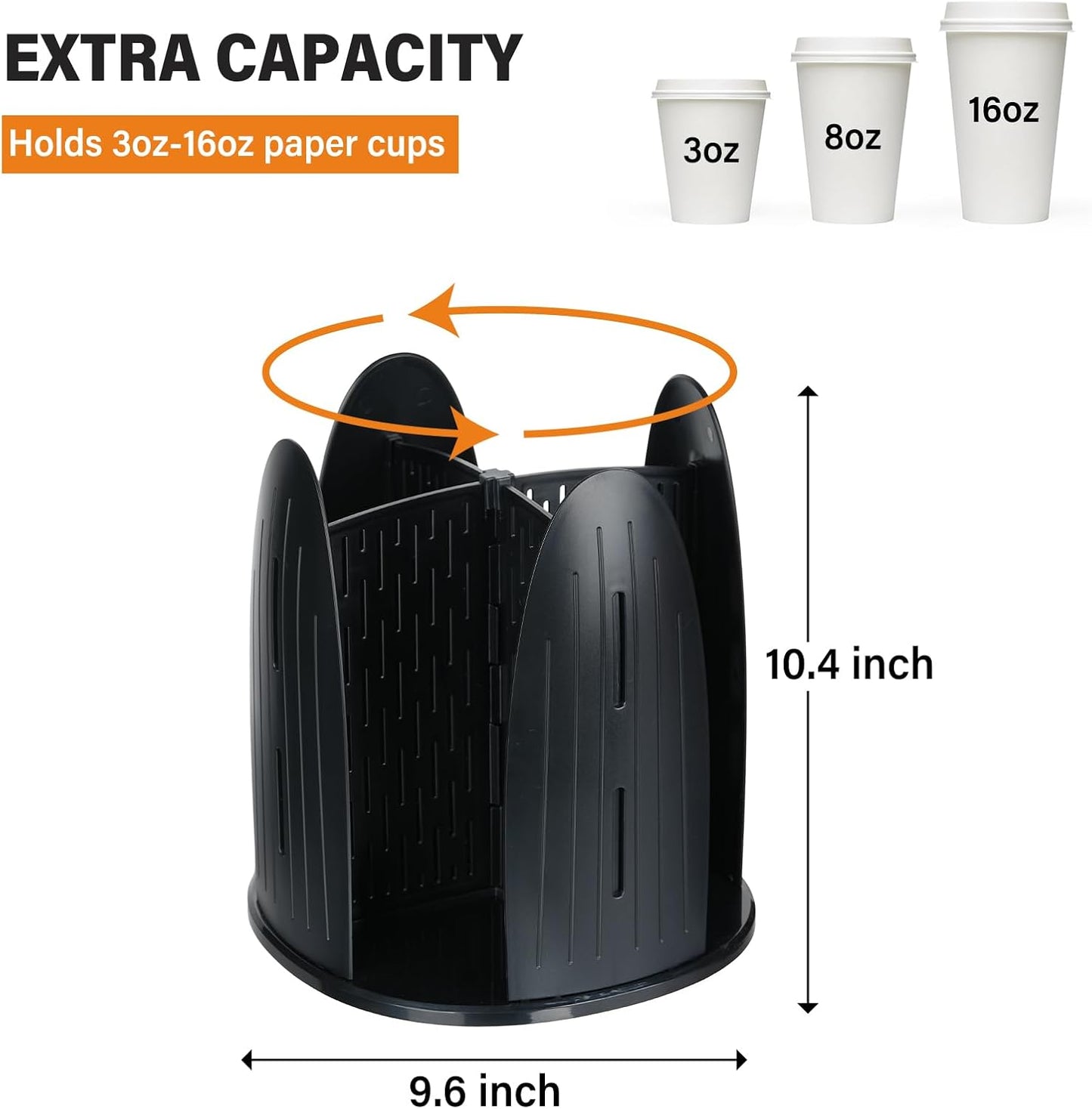 Cup and Lid Organizer ,Paper Cup Dispenser Disposable Coffee Cup Dispenser Removable Cup Holder for Bathroom,Countertops, Kitchen , Office ,Coffee Station, Bar Buffet,4 Compartment Rotating