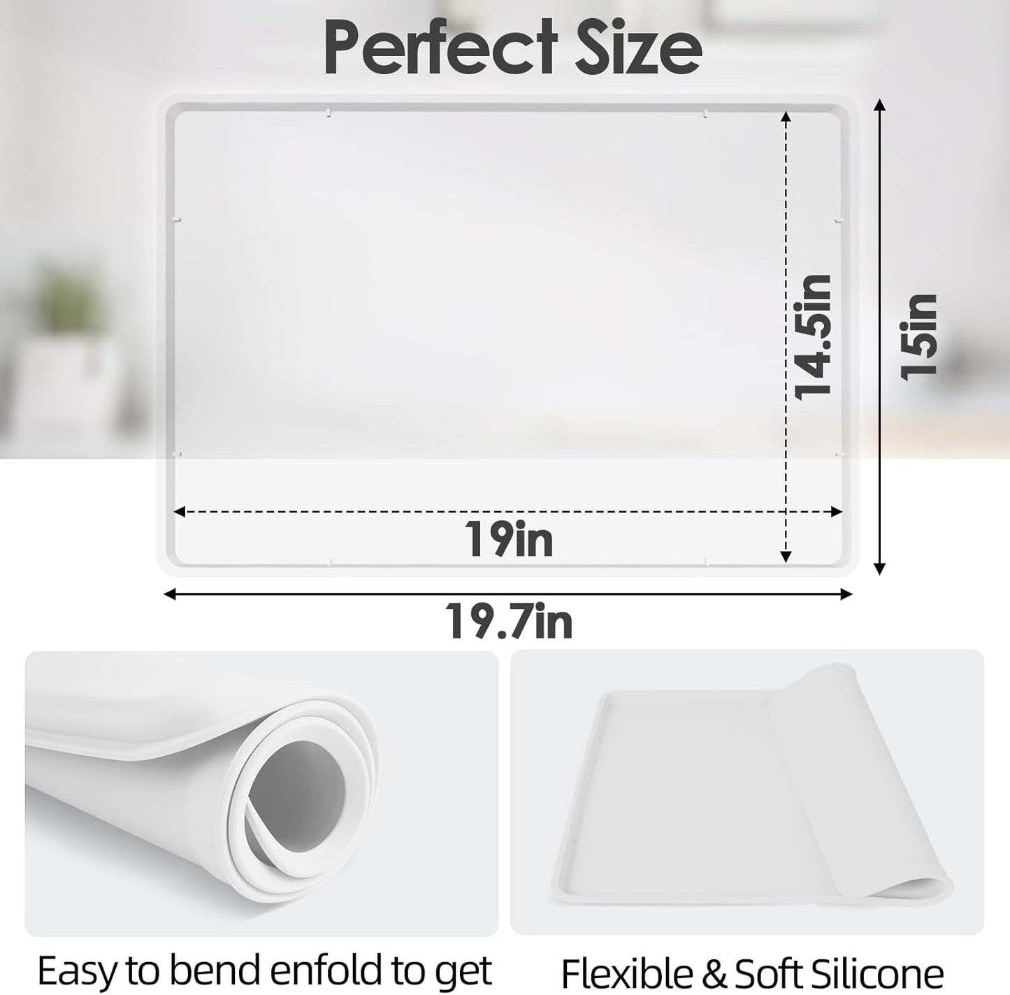 Silicone Coffee Maker Mat with Lip, 19.7'' x 15'' Heavy Duty Coffee Maker Mat for Countertops, Coffee Tray Fit Under Coffee Machine Appliance Automatic Machines Espresso Accessory, Translucent