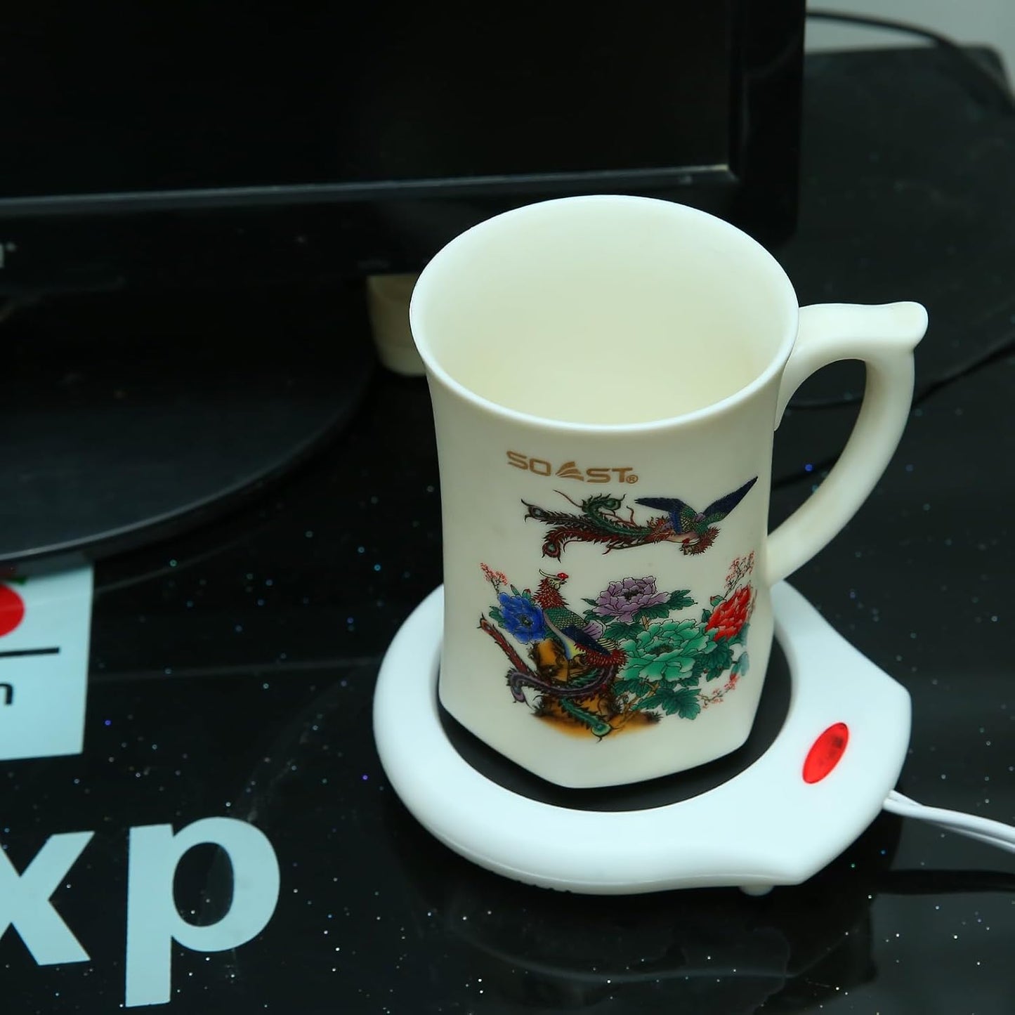 Home&Office Desktop Electric Mug Warmer-Coffee/Tea/Cocoa/Soup-Scented Candles Gift for Winter 2pcs(White and Black (CFW002-White Black)