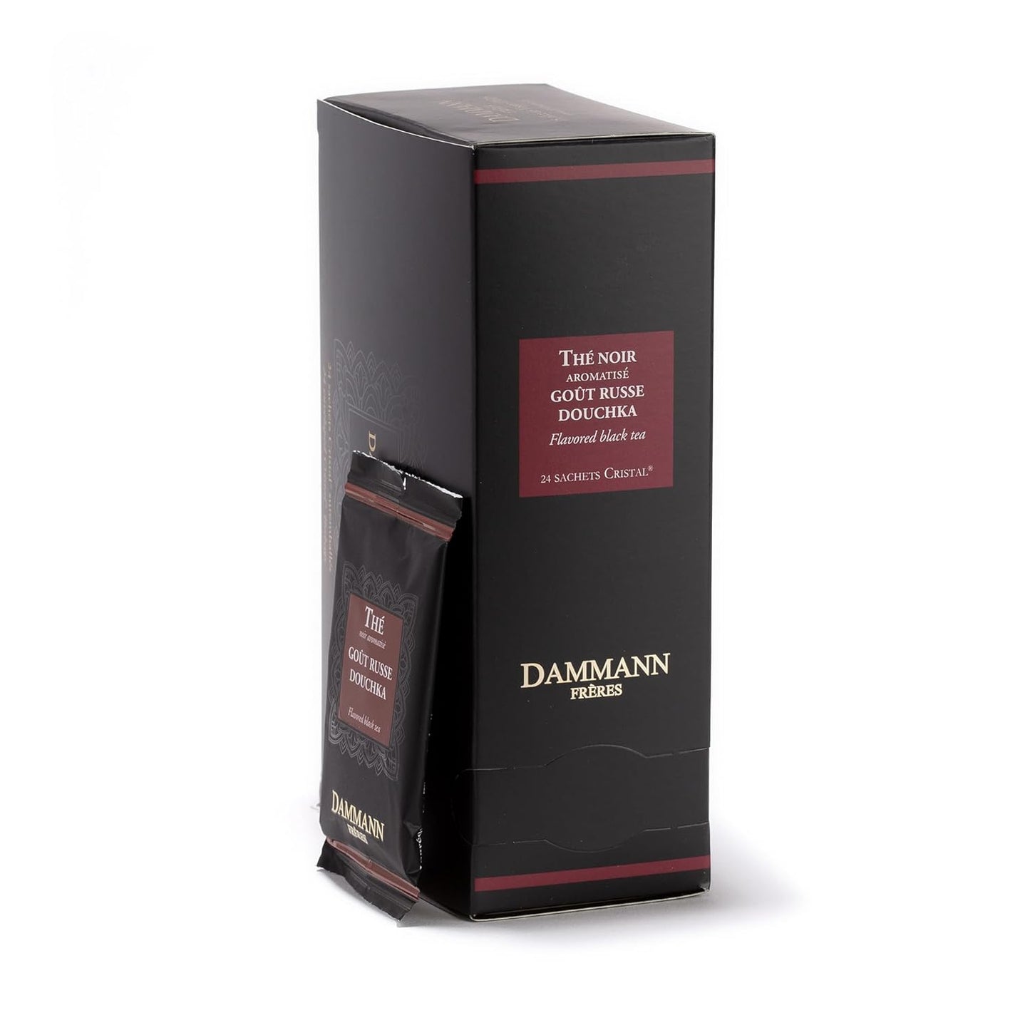 Dammann Freres Satchets, Goût Russe Douchka Tea Bags, Premium Gourmet French Black Tea, Blend Bergamot, Lemon, Orange Flavors, Individually Wrapped, 24 Count (Single Pack)