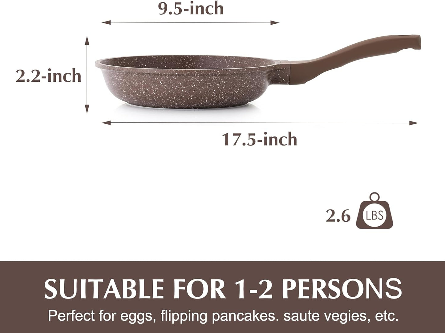 SENSARTE Nonstick Frying Pan Skillet, Non Stick Omelette Pan, Healthy Stone Cookware Chef's Pan PFOA Free, Toffee Brown (9.5 Inch)