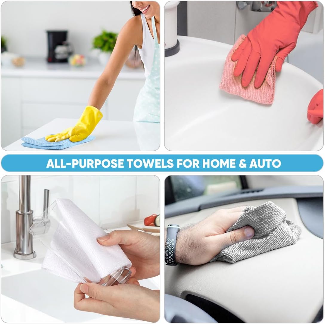 AIDEA Microfiber Cleaning Cloth Roll, 50PK, Paper Towels Reusable Grey Tear Away Towels, Washable Shop Rags, Microfiber Towels for Cars, Lint Free Rags for House, Kitchen, Window,11.5"×11.5"