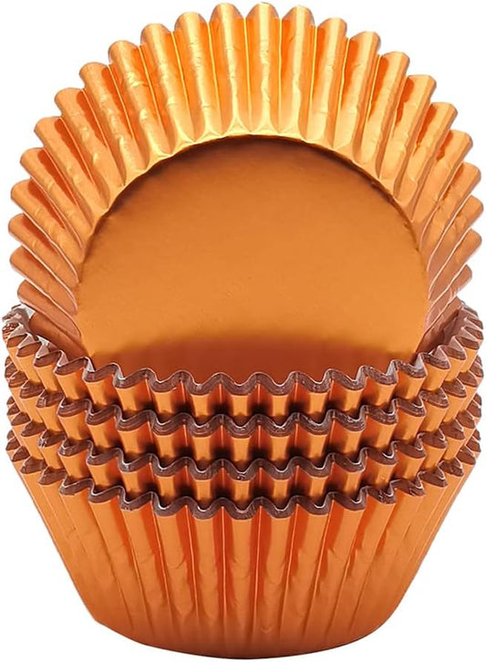 Standard Orange Foil Cupcake Liners Muffin Baking Cups for Party and More, 100-Count