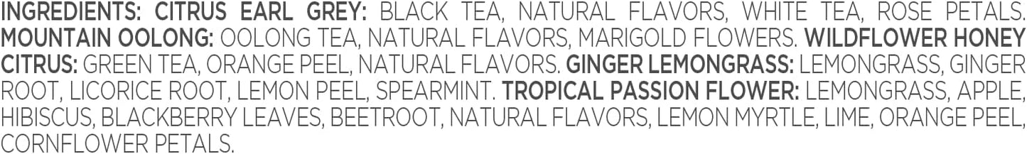 Tea Forte Demoiselle Premium Tea Presentation Box Tea Gift Sampler, 20 Count, 2 of Each Variety Individually Wrapped Handcrafted Pyramid Infuser Bags