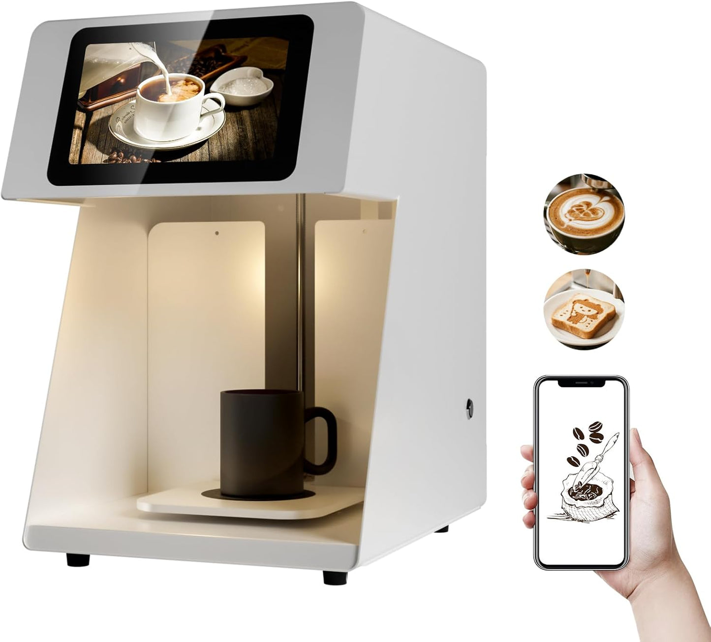 Coffee Latte Art Machine - 5-Second Custom Coffee Printer for Lattes, Breads & Cookies | Boost Drink Interest & Social Media Buzz | Perfect for Cafés, Bakeries & Home Use | 600DPI Resolution