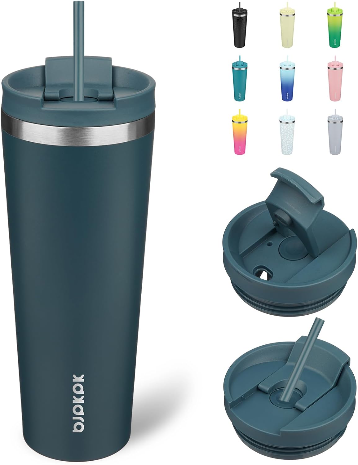 BJPKPK 26oz Stainless Steel Insulated Tumbler With lid And Straw Travel Coffee Thermal Tumblers Cup For Women And Men,Navy Blue