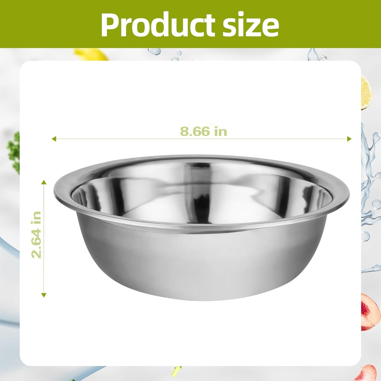 12 Pack 8.66 x 2.64 Inch Stainless Steel Mixing Bowls for Bulk Food Prep with Nesting Design for Hotel Restaurant and Home Kitchen Cooking in Silver