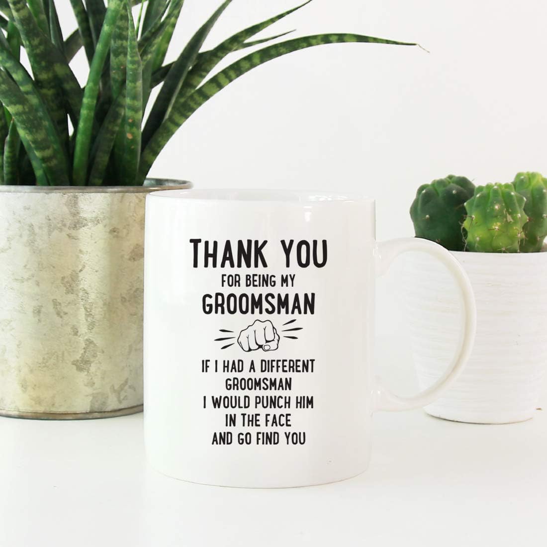 Andaz Press Funny Family 11oz. Coffee Mug Gift, Thank You for Being My Groomsman, Punch in Face, 1-Pack, Christmas Birthday Drinking Cup Present Ideas