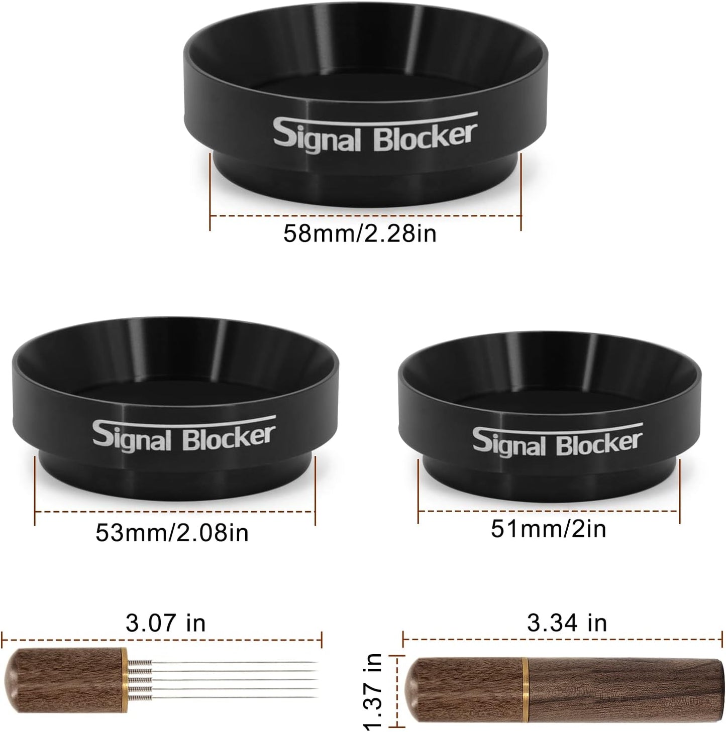 58mm Espresso Dosing Funnel: Coffee Dosing Funnel for Breville - 58mm Portafilter Funnel Magnetic Coffee Dosing Ring Aluminium Metal | Espresso Machine Accessories Bundle Including Espresso WDT Tool