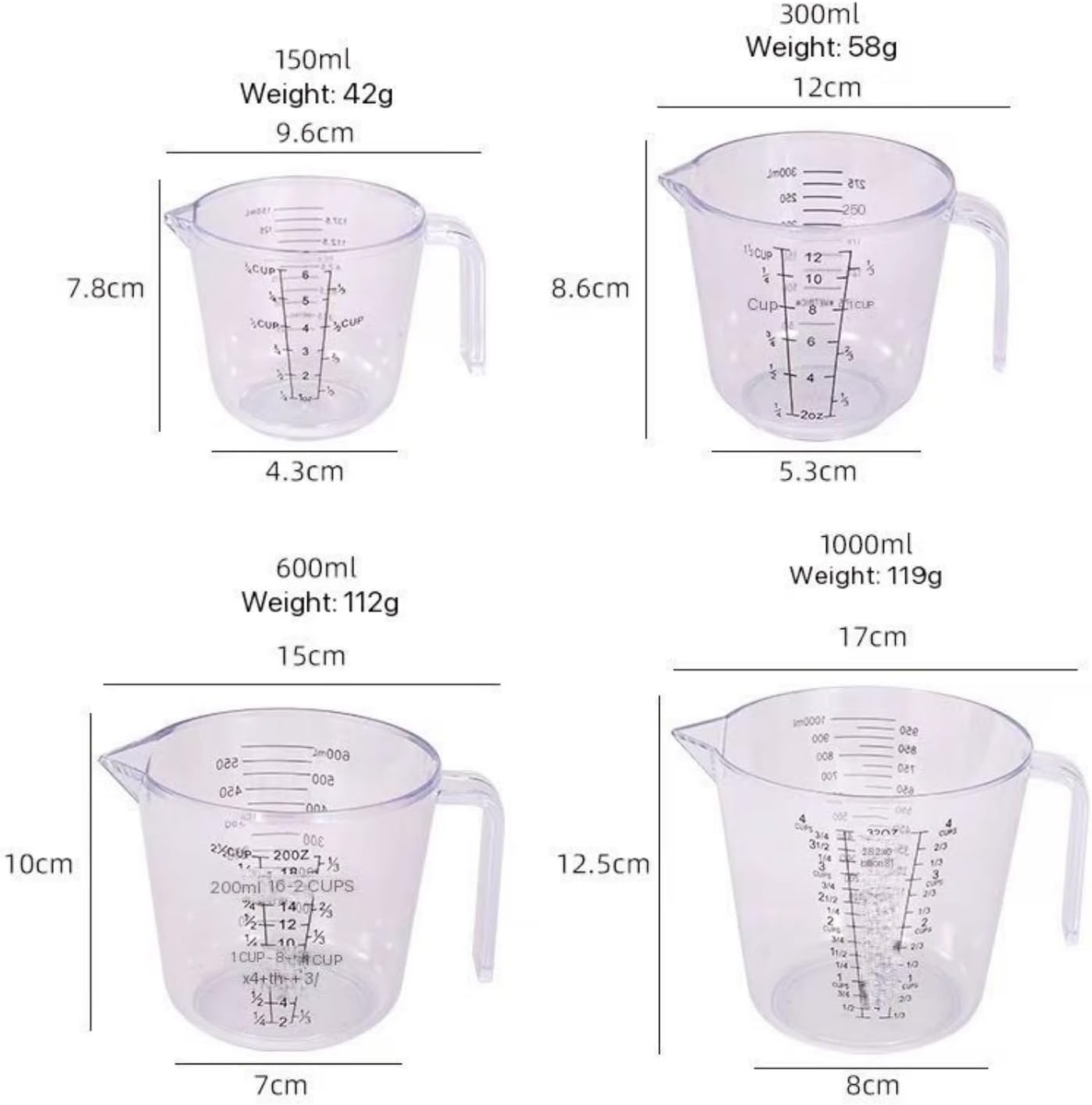 7x Stainless Steel Measuring Cups with 6x Measure Spoons Set,4x Plastic Measurings Cups for Liquids,Kitchen Gadgets for Cooking & Baking Utensils(17Pcs)