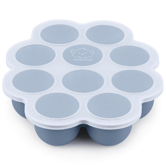KeaBabies Silicone Food Freezer Trays with Lid, 2oz x 10 Pods Baby Food Storage Containers, Easy Puree Meal Prep, Breast Milk Silicone Freezer Molds, Dishwasher, Microwave Safe, BPA-Free (Slate)