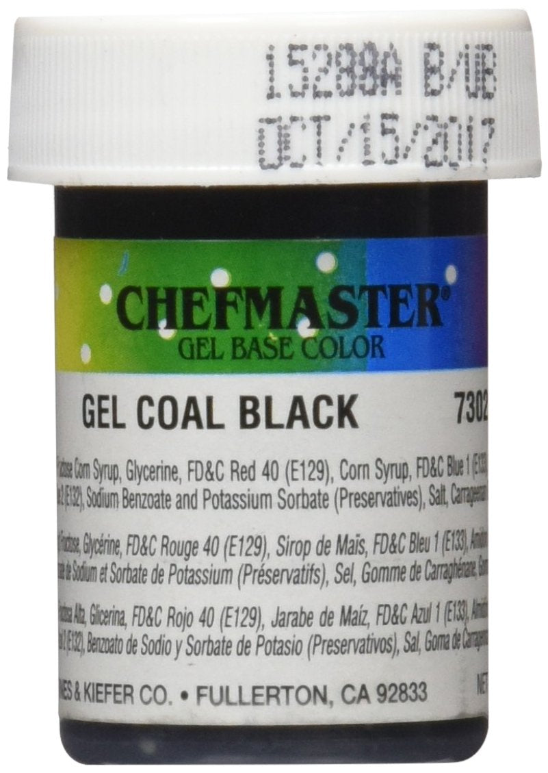 Chefmaster Coal Black Gel Food Coloring | Vibrant Color | Professional-Grade Dye for Icing, Frosting, Fondant | Baking & Decorating | Fade-Resistant | Easy-to-Use | Made in USA | 1 oz