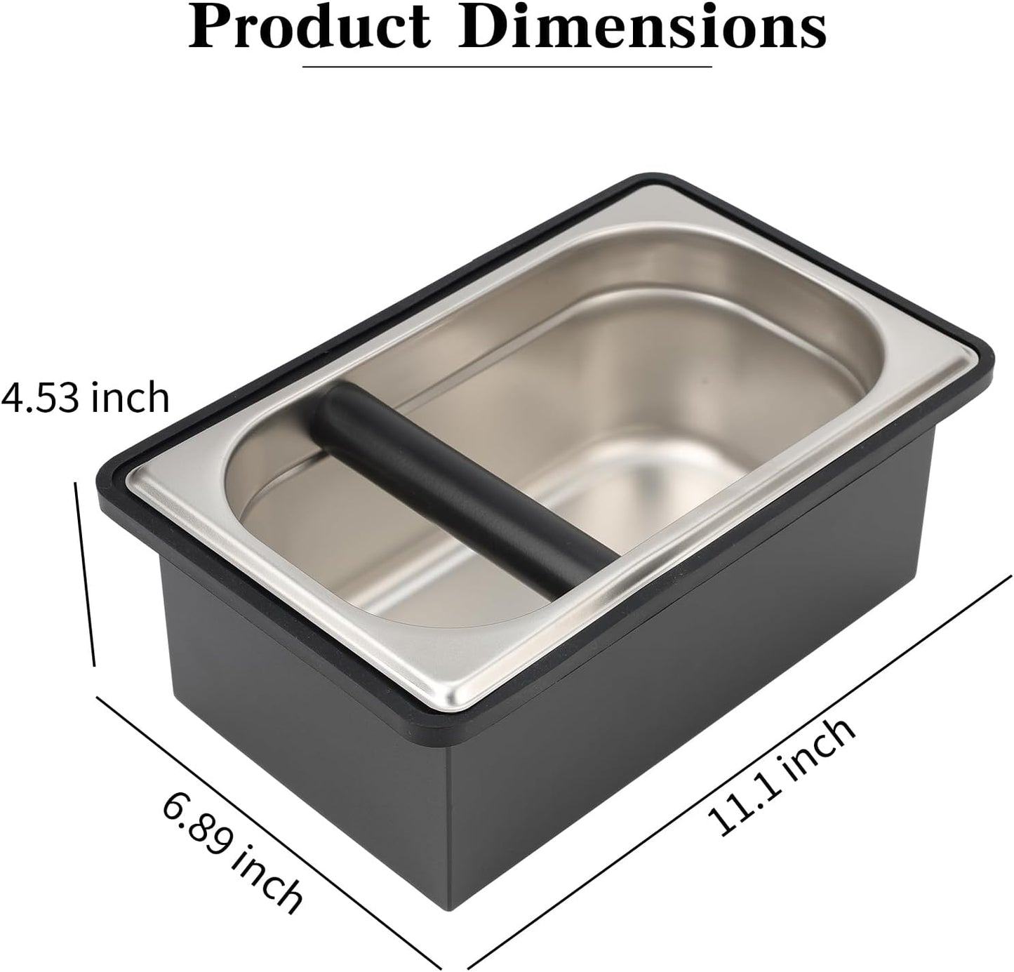 Espresso Knock Box, Stainless Steel Coffee Bag Container, With Steel Bracket And Noise Reducing Rubber Ring (L)