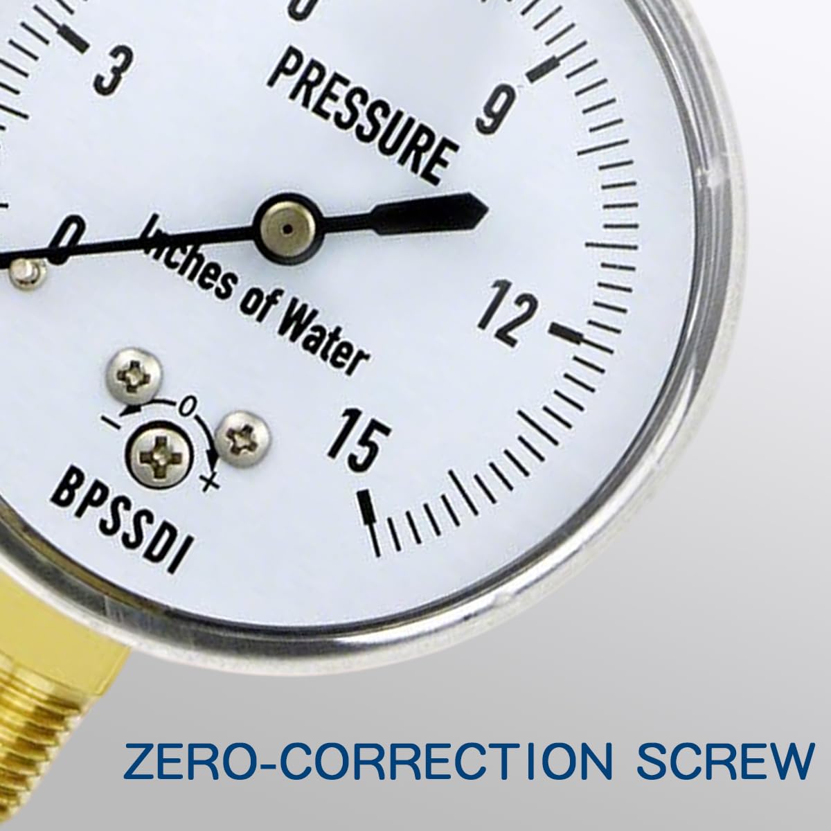 0-15 Inches of Water Column Gauge, Low Pressure Gauge, Capsule Gauge, 304 Stainless Steel Case, 2.5" Dial Size, 1/4" NPT Lower Mount, Zero Adjustment, for Air Water Gas Pressure Test