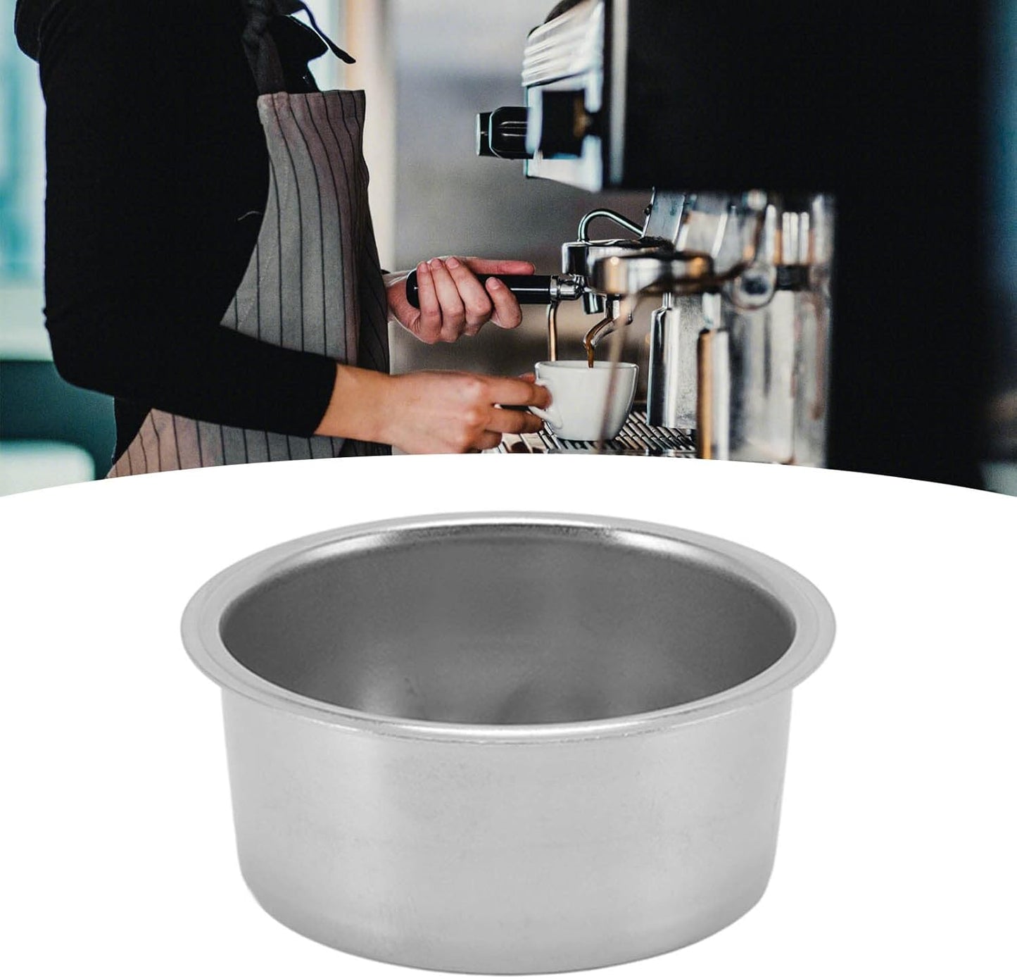 Double Cup Stainless Steel Coffee Filter 51mm, Double Layer Pressurized Filter for Portafilter Coffee Machine, Dual Non-pressurized Coffee Machine Replacement Accessories