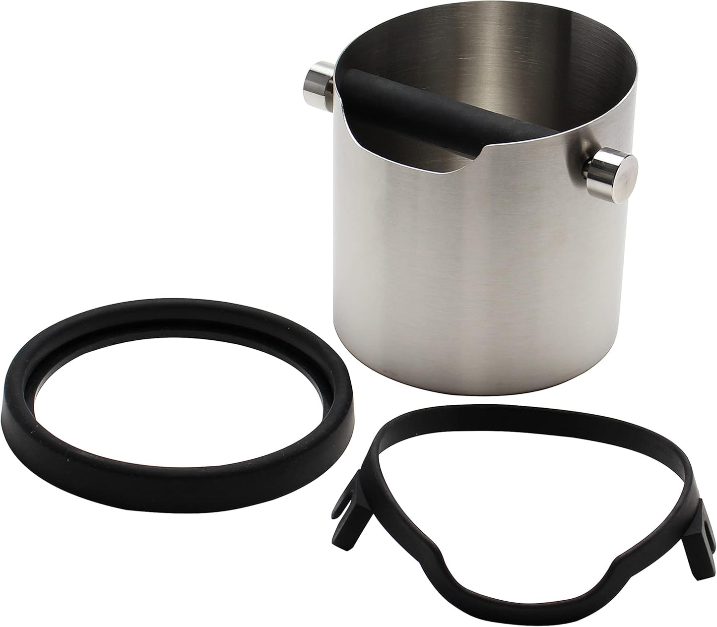 Espresso Knock Box, Capacity 60.8oz/1800ML Stainless Steel Coffee Grounds Container Waste Bin Coffee Tools for Barista and Non-slip Base (Silver)