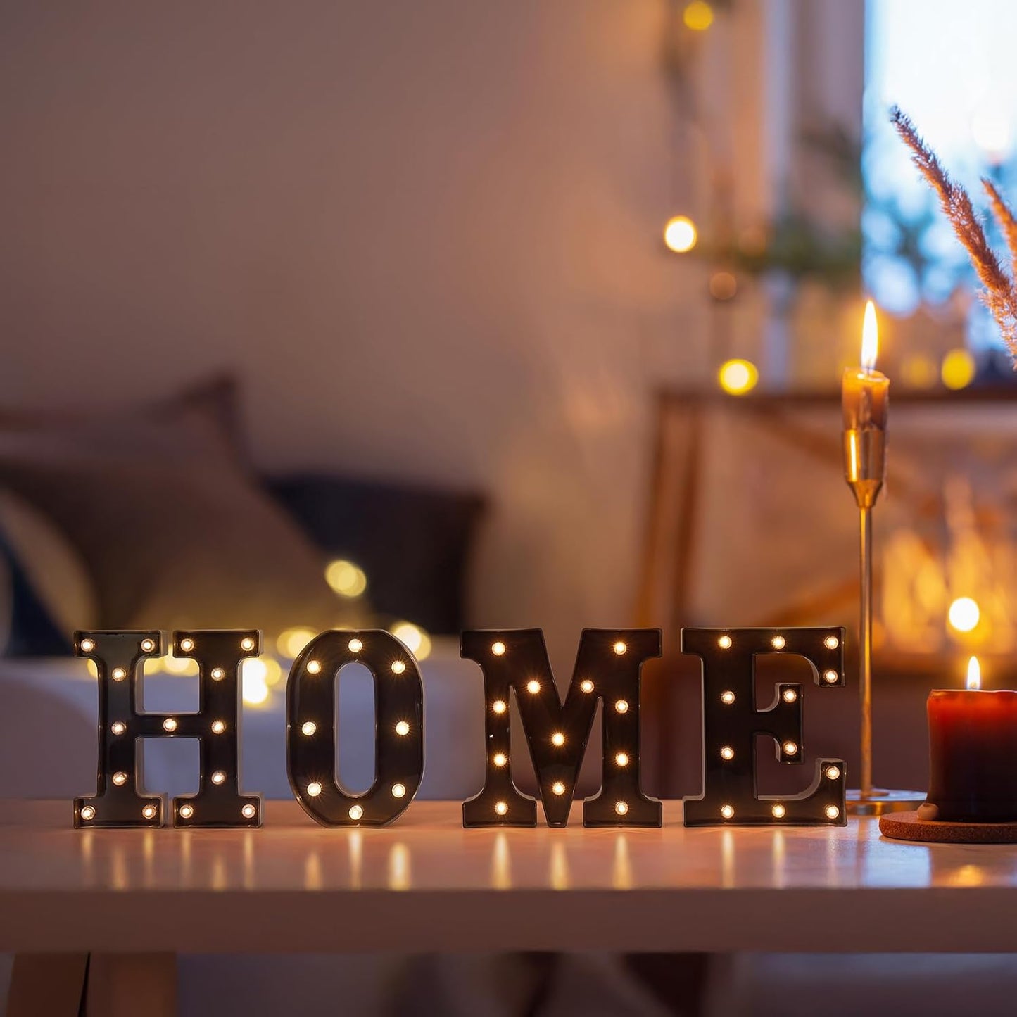 Foaky Black LED Letter Lights for Room Decor - Bedroom Wall Decor, Alphabet Lights for Home, Wedding, Party - Battery Operated （H）