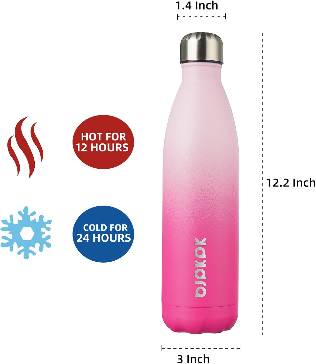 BJPKPK 25oz Insulated Stainless Steel Water Bottles,Sports Water Bottles Keep Cold for 24 Hours and Hot for 12 Hours,Cherry Blossom