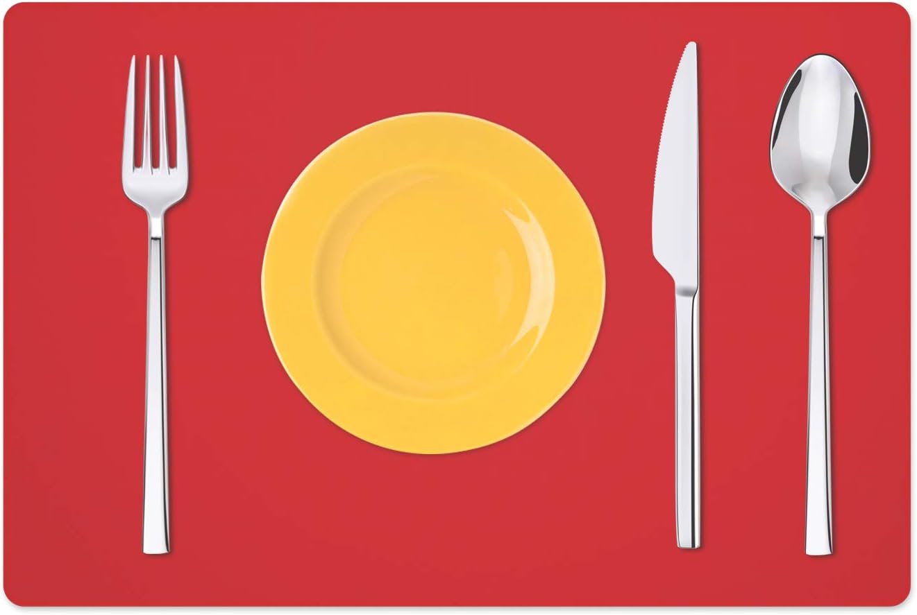 Silicone Placemats, Food-Grade Non-Slip Waterproof, Dining, Stain Resistant, Countertop Protector, Kitchen Counter Mat, Heat Resistant, Baking mat Dishwasher Safe (23.6"×15.7"-2pack, Red)