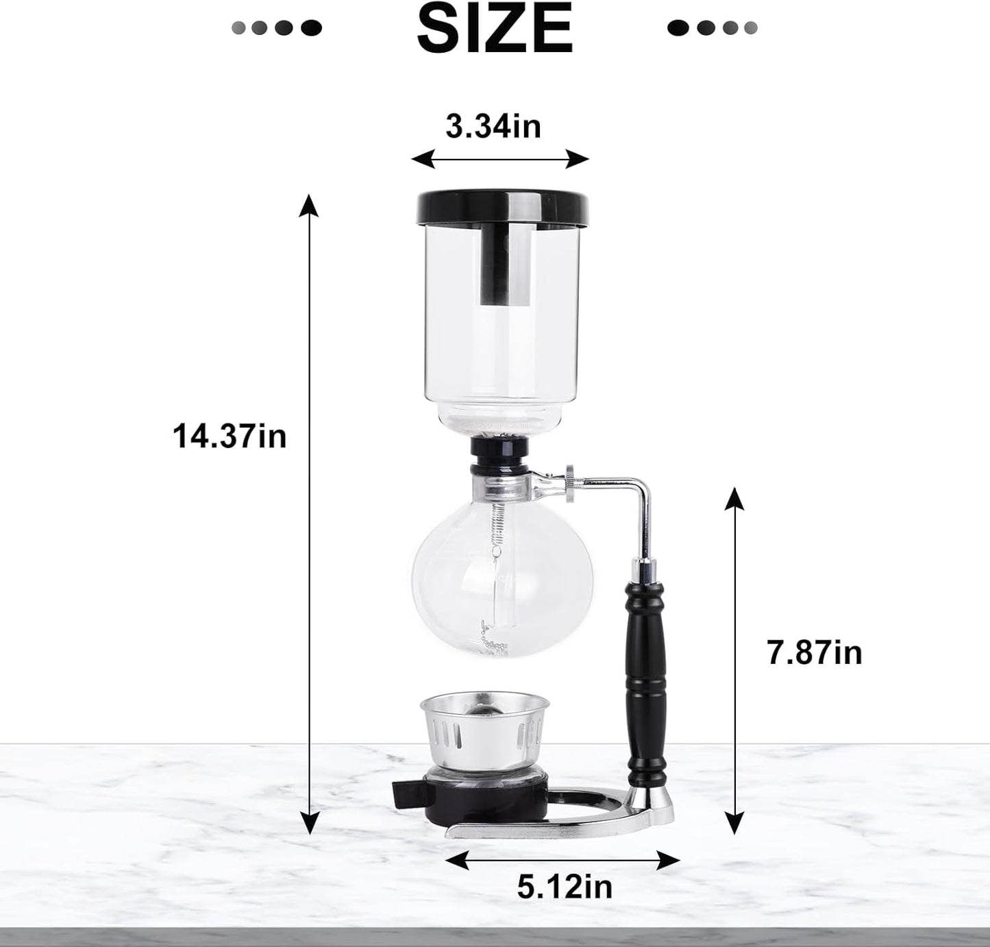 YUCHENGTECH Syphon Coffee Maker Tabletop Glass Siphon Pot Glass Technica Siphon Vacuum Coffee Maker(3 Cups(360ml))