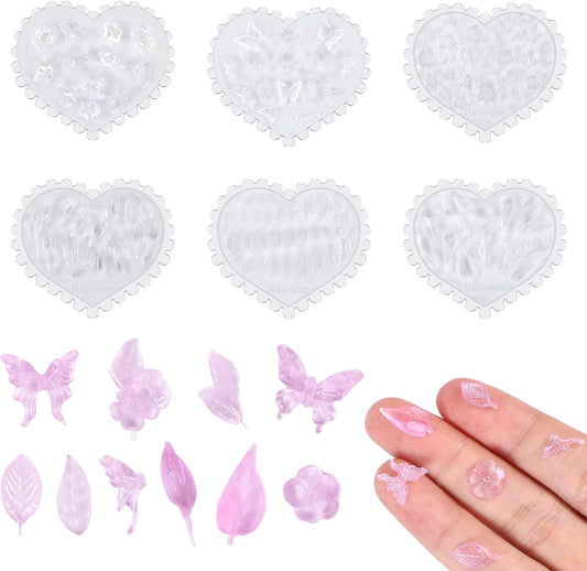 6 Pcs Polymer Clay Molds, Polymer Clay Cutters Molds for Crafts Air Dry Earrings Tools, Jewelry Mini Silicone Resin Flower Molds, Epoxy Polymer Clay Earring Cutters Shapes Making Kit Extruder