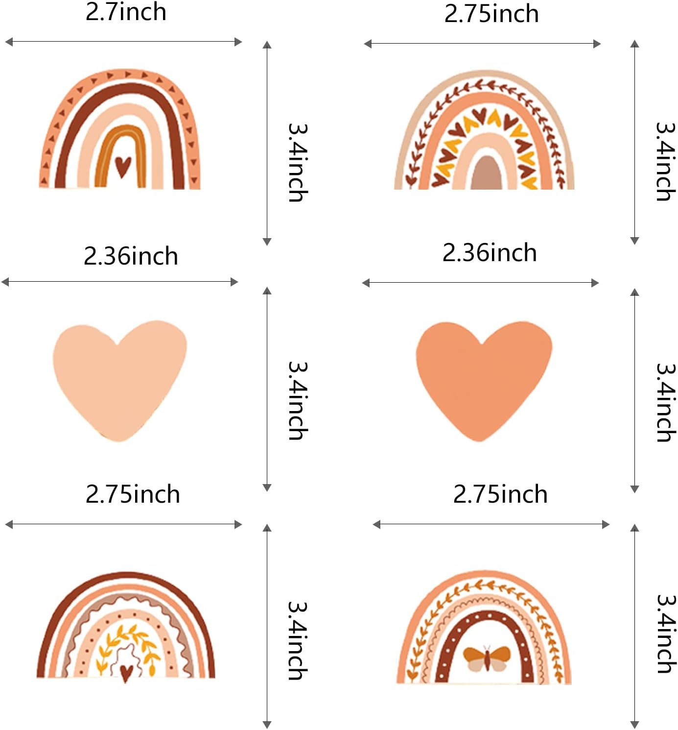 48 Pcs Boho Rainbow Party Cupcake Toppers for Boho Rainbow Birthday Party Decorations