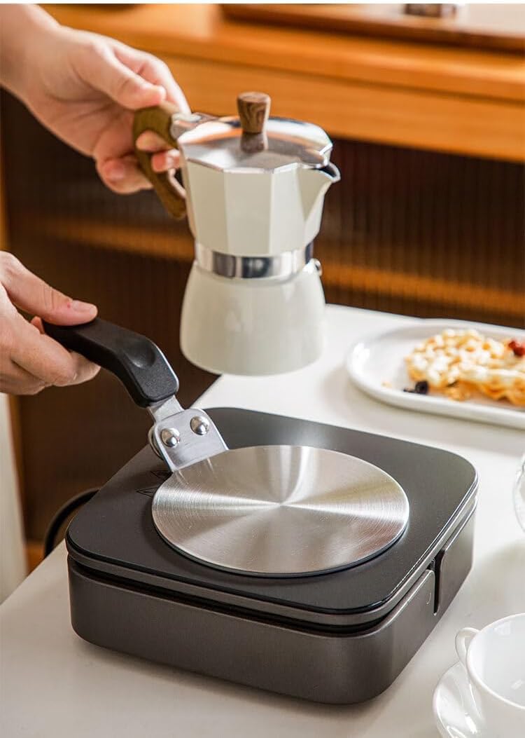 Induction Hob Converter Plate, Grourarty Induction Adapter Plate for Moka Pot, Hot Heat Diffuser Plate for Coffee, for Espresso Maker 13cm
