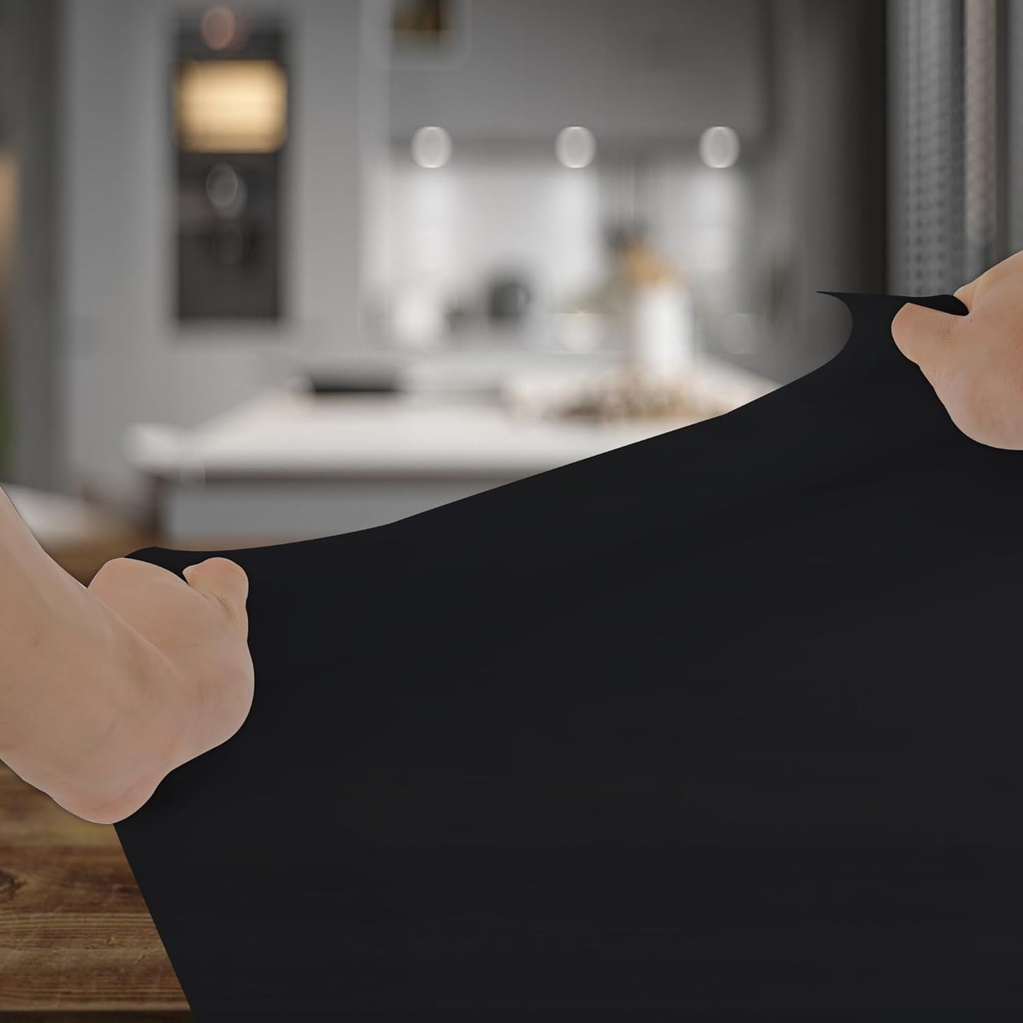 Silicone Mat for Kitchen Counter, Silicone Mat Trimable to Size (Black, 15.7×11.8inch-2pcs), BPA-Free Silicone Placemat, Heat-Resistant NonSlip Table Mat for Air Fryer, Countertop Protector Mat