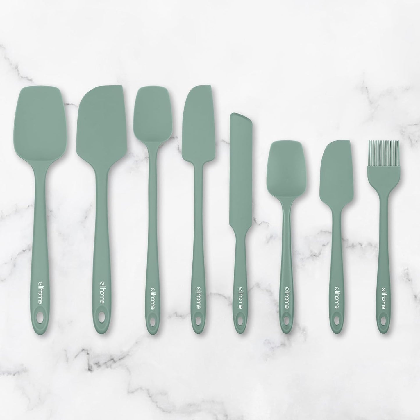 Elihome Classic Silicone Spoonula - Non-Stick Heat Resistant Silicone Scraper Spatula for Mixing, Serving, Scraping, Stirring, and More - 11 Inch, Sage Green