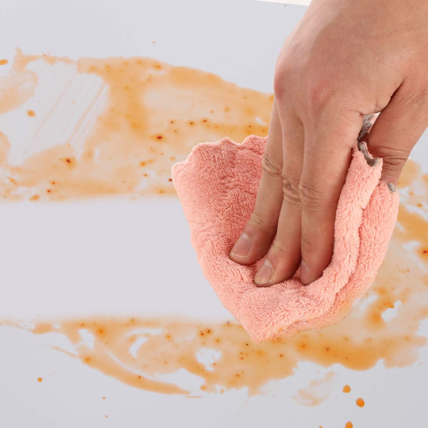 kimteny 12 Pack Dish Towels, 10x10 in Premium Dish Cloths, Super Absorbent Kitchen Towels Coral Velvet Dishcloths Nonstick Oil Fast Drying Washcloths (Pink-Grey)