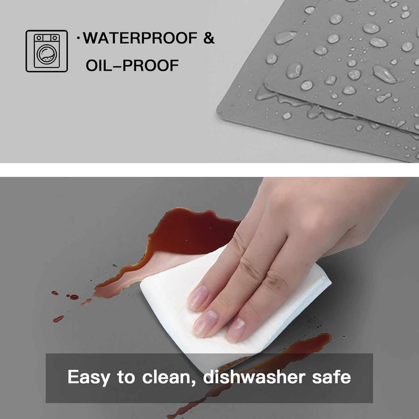 Silicone Mats for Kitchen Counter, 47.3"x23.6"x0.08" Largest Heat Resistant Mat Kitchen Island Waterproof 2MM Thick Countertop Protector Mat Nons-slip Extra Large Counter Mat (Black)