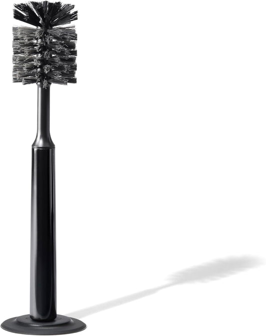 Ionic Bottle Brush, Magnetized to Stand Upright, Stainless Steel with Replaceable Head, Onyx/Black