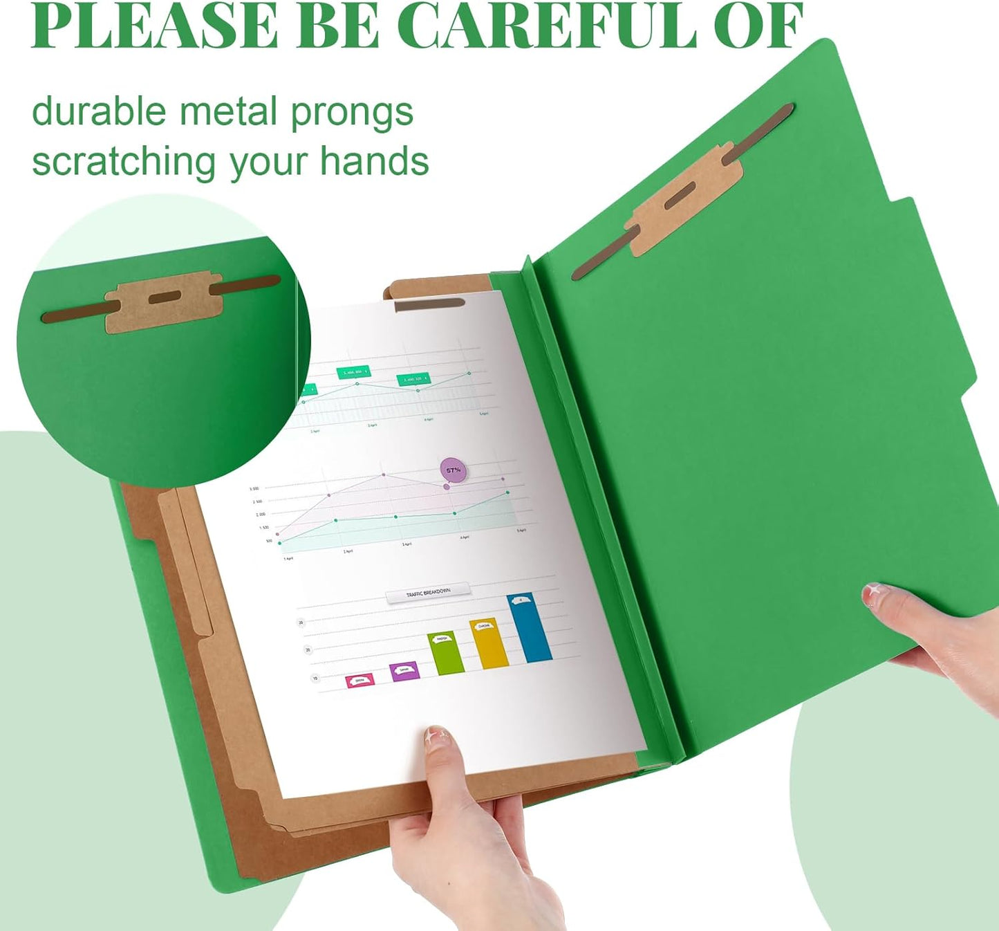 72 Pcs Classification Folders Letter Size, Back to School Supply for Teacher, Student, 3 Dividers Pressboard File Folder Bulk with 2 Fasteners, 3.5 Inch Expanding File Organizer (Green)