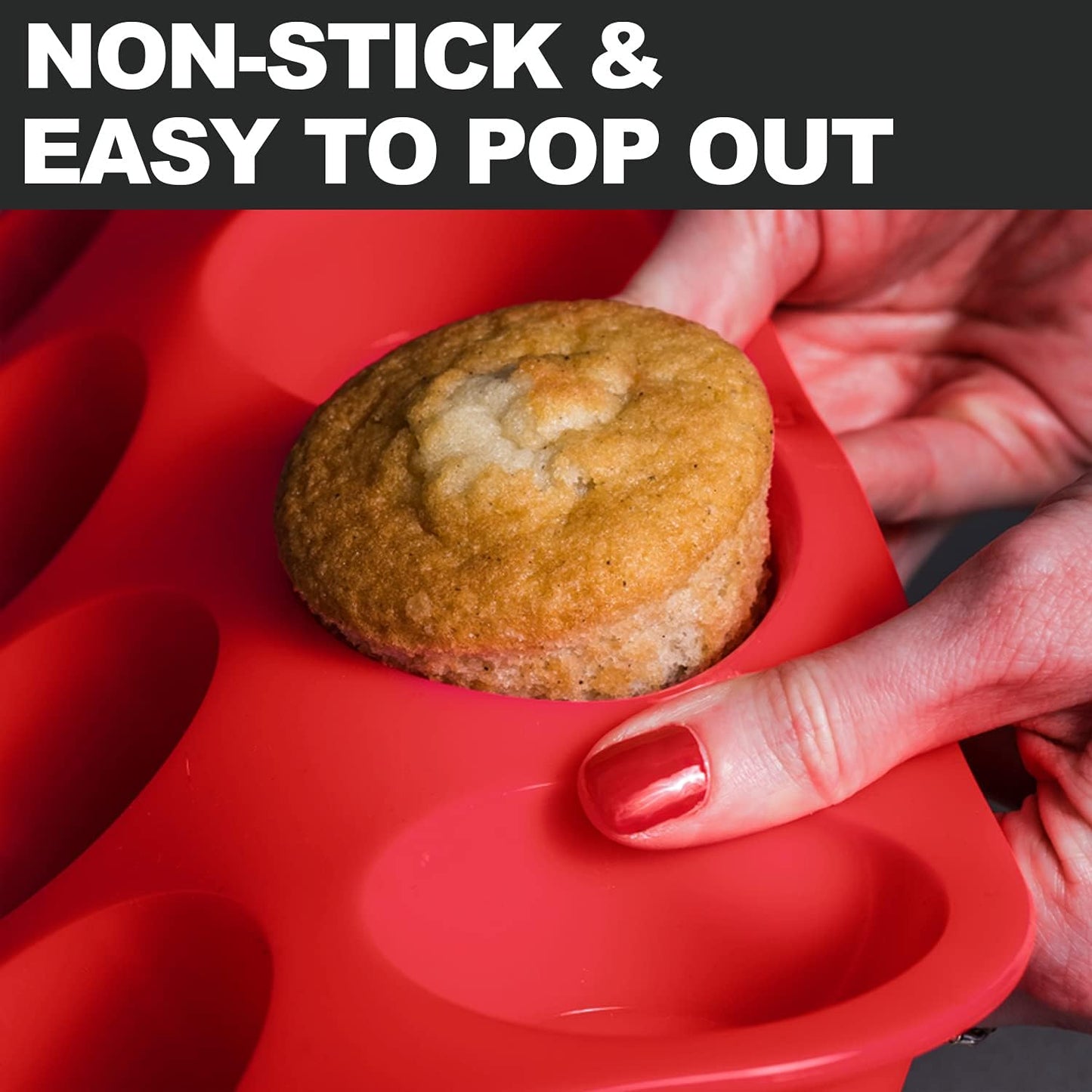 Anaeat Silicone Muffin Pan Set - Regular 12 Cups & Mini 24 Cups Cupcake Baking Molds with Flexible & Non-Sticky, Just Pop Out for Making Muffin Cakes, Cupcake, Chocolate,Tart and Desserts (2 Pack)