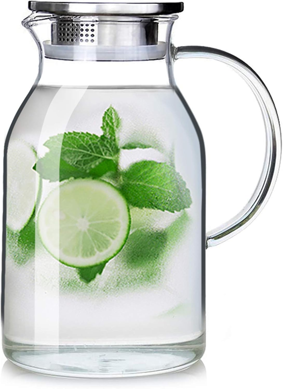 105OZ Glass Pitcher with Lid and Spout - High Heat Resistance Pitcher for Hot/Cold Water & Iced Tea (XL3.0L)