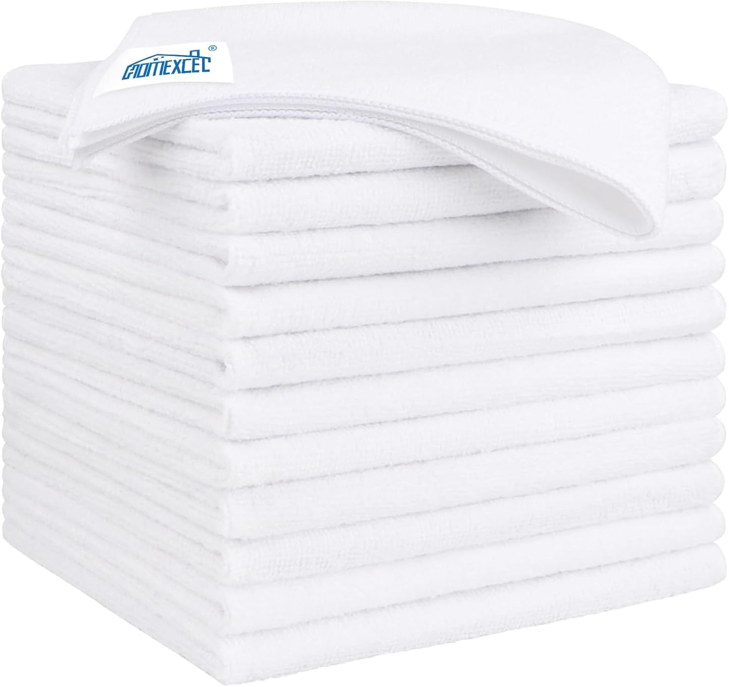 HOMEXCEL White Microfiber Cleaning Cloth 12 Pack, 12.5 x 12.5 inch Microfiber Towels for Cars, Ultra Absorbent Car Washing Cloth, Lint Free Streak Free Cleaning Rags for Car, Kitchen, and Window