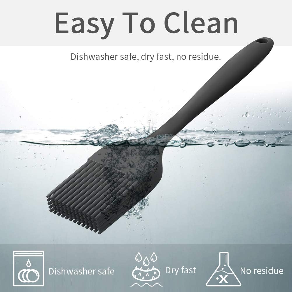 Silicone Basting Pastry Brush - Cooking Brush for Oil Sauce Butter Marinades, Food Brushes for BBQ Grill Kitchen Baking, Baster Brushes Baste Pastries Cakes Meat Desserts, Food Grade, Dishwasher Safe